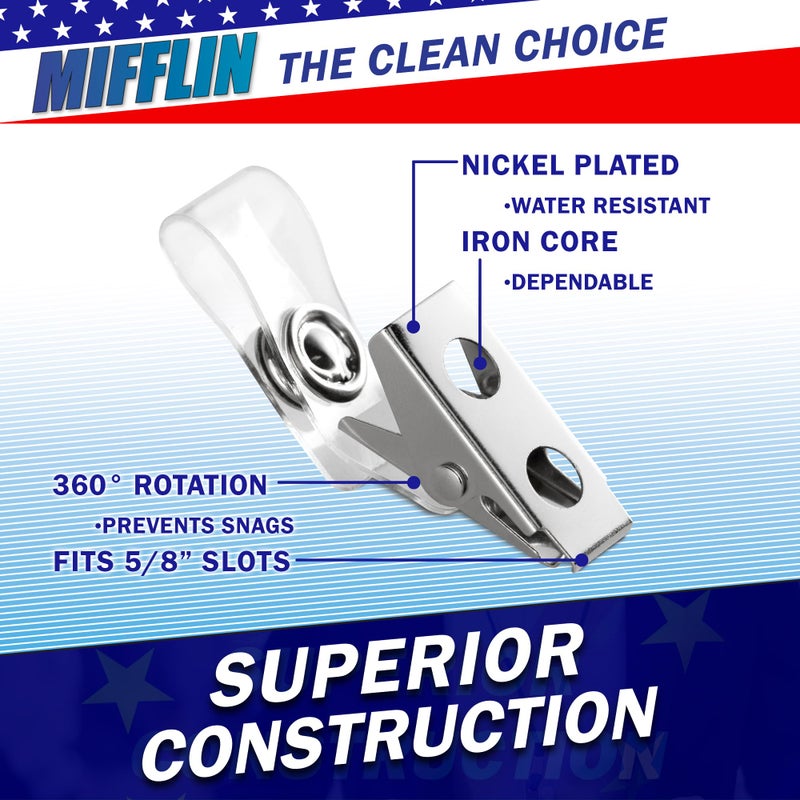 Mifflin-USA Horizontal Card Protector with Metal Clip and Vinyl Straps (Clear, 4x3 Inch, 250 Pack), Waterproof PVC ID Name Badge Holder with Clip - Image 2